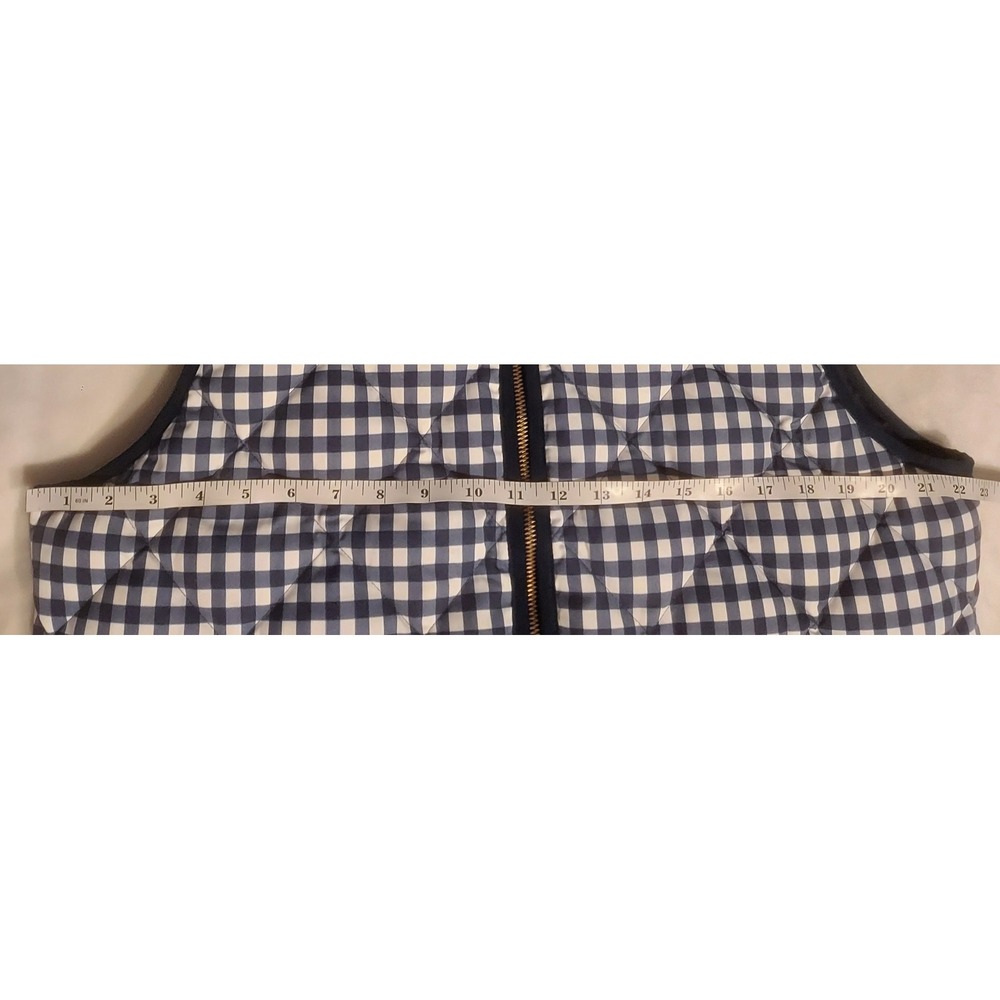 J Crew Womens Navy & White Gingham Quilted Down Full Zip Puffer Vest Size XL - Picture 8 of 10